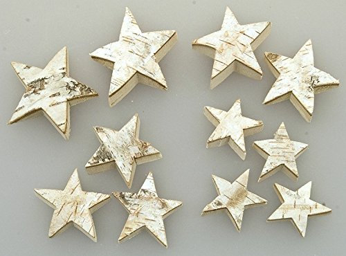 24 STK Birkensterne 4cm Rindensterne 1cm breit Holzsterne Birke Holz Weihnachten