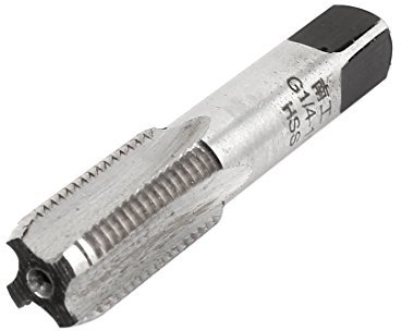 sourcing map Taraud G 1/4-19 BSP Filetage de tuyau à 55 degrés 4 flûtes droites HSS