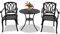 Centurion Supports POSITANO Garden & Patio Table & 2 Chairs Cast Aluminium Bistro Set - Black