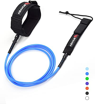 Abahub Premium Surfboard Leash, Straight Surf Board Leg Rope, Legrope Strap for Shortboard, Skimboard Replacement Leashes 6 Foot Blue 6 mm Thick