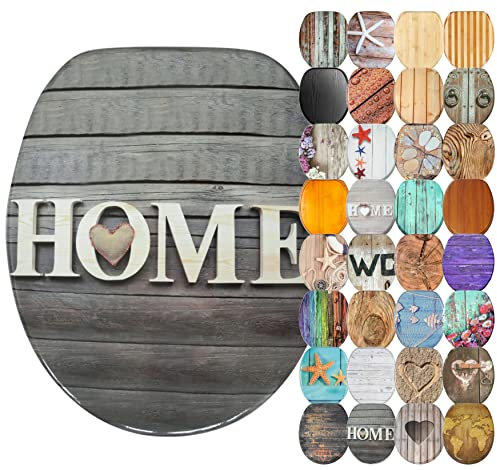 Sanilo Abattant WC avec frein de chute, Grande sélection de lunettes de toilette en bois, Finition de haute qualité (Welcome)