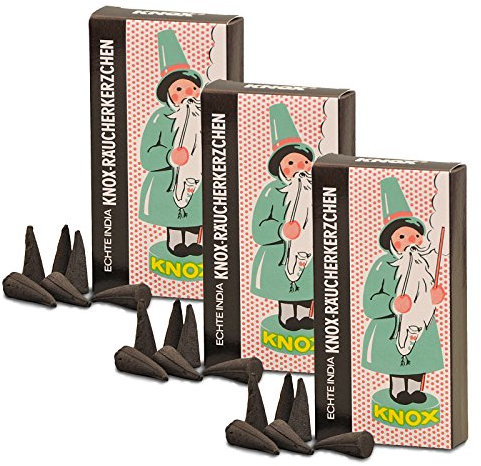 OLShop AG 3er Pack Knox Räucherkerzen Weihrauch-Myrrhe Ostalgie Design 3 x 24 Stück, Weihnachtskerze, Räucherkegel, Räucherpyramide