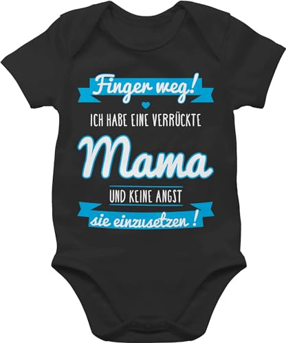 Shirtracer - Baby Body Kurzarm - Sprüche - ich habe eine verrückte Mama blau