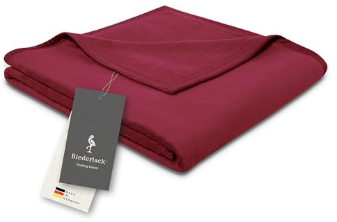 biederlack® Flauschige Kuscheldecke Pure Cotton I Made in Germany I Öko-Tex Made in Green I Wohndecke aus 100% Baumwolle in Dunkelrot I Couch-Decke 150x200 cm I nachhaltig produzierte Sofadecke