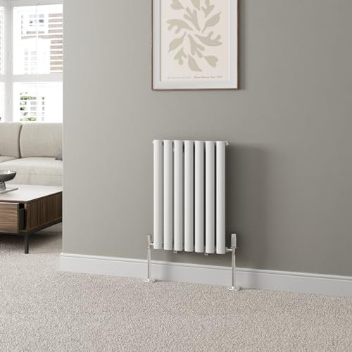 DuraTherm® 600 x 420mm White Horizontal Designer Radiator Single Column Oval Tube Modern Central Heating Panel Bathroom Radiators