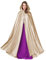 BEAUTELICATE Umhang Damen mit Kapuze Satin Cape Mantel Lang für Hochzeit Brautkleid Fasching Halloween Kostüm Mittelalter Robe Vampir Hexen (Champagner, Einheitsgröße)