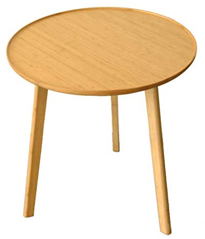 Table Basse Ronde en Bambou Salon Chambre Balcon Simple Table à Trois Pieds en Bois Couleur