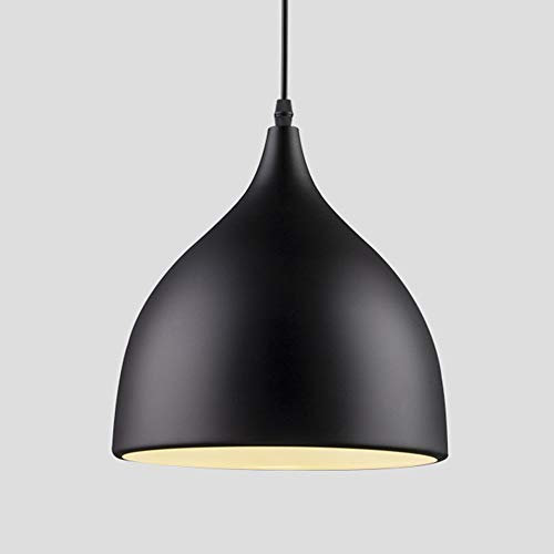 Mengjay Design Industrielle Vintage LED Pendelleuchte Hängeleuchte Φ 17cm für E27 Leuchtmittel, schwarz und weiß wählbar, für Wohnzimmer Esszimmer Restaurant Keller Untergeschoss usw (Schwarz)