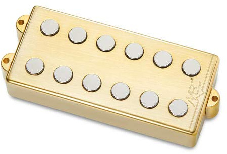MEC Passive MM-Style Bass Pickup, Metal Cover, 6-String, Bridge - Brushed Gold