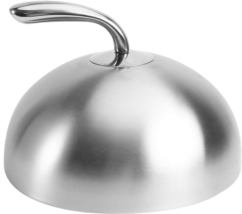Cabilock Cheese Melting Dome Stainless Steel Round Basting Steaming Cover Burger Lids Food Meal Steak Dish Lids Griddle Grill Accessories for Kitchen Cooking 20CM (Silver)