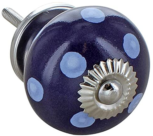 G Decor Polka Dot Spotted Round Ceramic Door Knob Vintage Shabby Chic Cupboard Drawer Pull Handle (Purple)