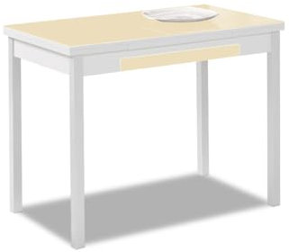 ASTIMESA Mesa de Cocina, Metal, Beig, 100x60cm-extendida 150x60 cms