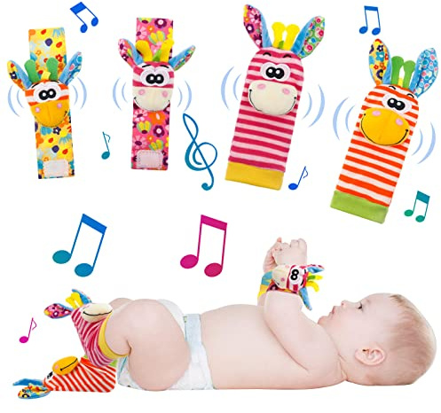 Yorgewd Hochets de poignet et détecteurs de pieds pour bébé, jouets sensoriels pour nouveau-né, jouets éducatifs précoces pour bébés de 0 à 12 mois, garçons et filles