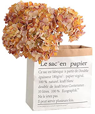 Künstliche Blumen, Hortensien, natürlich, lebensecht, fühlt sich echt an, trockene Simulation, Hortensien, für Hochzeit, Zuhause, Party, Hochzeit, Büro, Laden, Dekoration (Orange)
