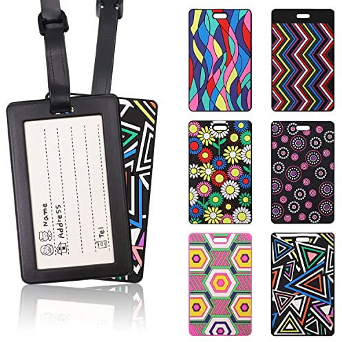 Aohcae Lot de 6 étiquettes de bagage colorées personnalisées en silicone pour valise, étiquettes de bagages pour éviter les pertes, étiquettes d'identification de voyage pour la protection de la vie