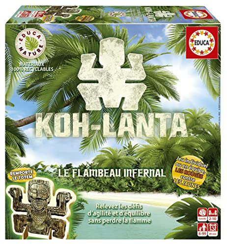 Educa - Koh-Lanta Nouvelle Version Le Flambeau Infernal. Nouvelle Version de ce Jeu de Societé. Jeux de Plateau pour garçons et Filles à partir de 6 Ans (19352)