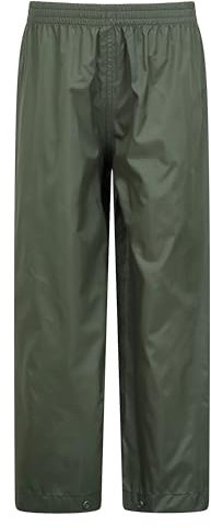Mountain Warehouse Pakka Kids Waterproof Over Trousers - Taped Seams Rain Pants, Lightweight, Rip-Stop, Packaway Bag - for Autumn Winter, Walking, Travelling Khaki Teen Size 13 Years