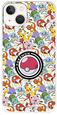 Schutzhülle für iPhone 14, offizielles Pokémon, Sticker-Pokéball-Muster zum Schutz Ihres Handys, flexibles Silikon, offizielles Lizenzprodukt von Pokémon
