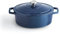 Qulinart by Brandt - Olla de hierro fundido de acero individual con tapa de hierro fundido con botón de acero inoxidable, apta para inducción, apta para horno, color azul (ovalado)