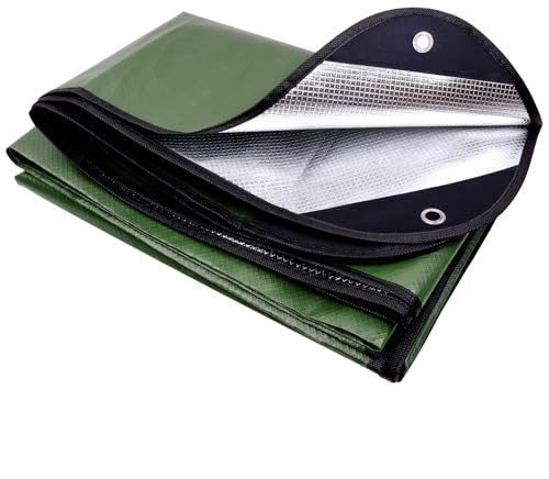 E EASTSTORM Couverture de Survie Reutilisable Lourde, 150 * 210cm Survival Blanket Exterieur, Imperméable et Coupe-Vent, Convient pour Les Urgences en Plein Air, Le Camping et Les Tente