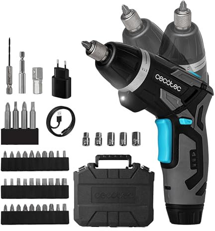 Cecotec Avvitatore 2in1 Batteria PowerGyro 4000 Light. 3,6V, 1500 mAh200rpm, Coppia di Serraggio Regolabile di 6 Nm, Mandrino 1/4(6,35 mm) Hex, Luce LED Integrata e Posteriore, Valigetta e Accessori