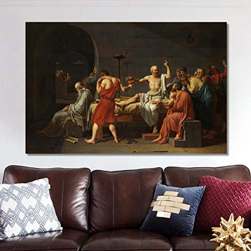 Berühmtes Gemälde Der Tod von Sokrates Leinwand Kunst Poster und Drucke auf Leinwand Wandkunst Bilder für Wohnzimmer Dekor 60x90cm rahmenlos