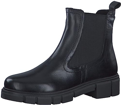 MARCO TOZZI Damen Chelsea Boots aus Leder mit Absatz, Schwarz (Black), 41