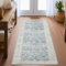 TOPICK Läufer 60x210cm Blau Teppich Waschbar Superdünne Vintage Blumen Perserteppich Kurzflor für Küche Schlafzimmer Wohnzimmer Floral Teppichläufer Antirutschunterlage Faltbar