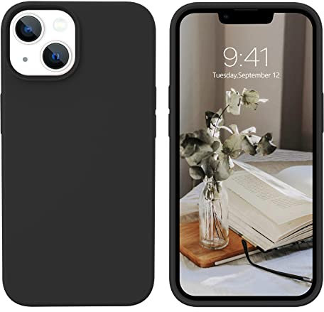 VENINGO iPhone 13 Case, Phone Case iPhone 13,Slim Fit Liquid Silicone Soft Gel Rubber Lightweight Microfiber Lining Shockproof Anti-Scratch Protective Phone Cover for iPhone 13 6.1'' 2021, Black