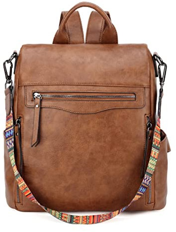 RAVUO Rucksack Damen, Anti Diebstahl Rucksack Elegant Cityrucksack Lederrucksack 2 in 1 Handtasche Damen-Rucksackhandtaschen Braun