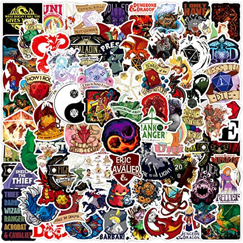 Dragons Aufkleber - 100PCS DnD Sticker Set, Dungeons Vinyl Wasserfest Sticker für Laptop, Skateboard, Snowboard, Koffer, Fahrrad, Gaming Graffiti