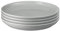 Denby - Elements Medium Light Grey Coupe Plates Set of 4 - Dishwasher Microwave Safe Crockery 21cm - Pale Grey, White Ceramic Stoneware Tableware - Chip & Crack Resistant Lunch Plates