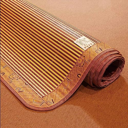 HRXQ Faltbare Bambusmatte Bett Schlafen Pad Doppelseitige Karbonisierte Bambus-Bettmatte, Atmungsaktive Glatte Bambus-Matte Bett Schlafen Pad Für Wohnzimmer, 4 Größen (Size : L195xW150cm/L77xW59in)