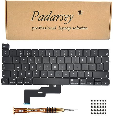 Pardarsey Replacement UK Layout Keyboard Compatible with MacBook Pro 13 A2338 2020 2022 UK Layout with Keyboard Screws and Screwdriver