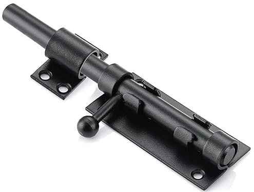 Litensh Torriegel Torschieber mit Loch für Vorhängeschloss 304 Edelstahl 12 mm Schieberiegel Durchmesser Abschließbare Türriegel Bolzenriegel Überwurfriegel Schlossriegel (196mm schwarz)