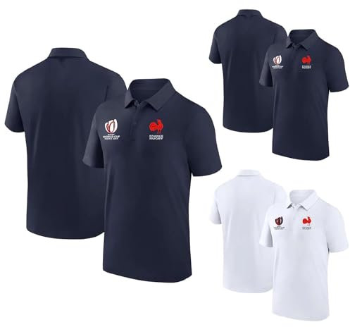 Polo Rugby France 2023 Tee Shirt Rugby Coupe du Monde 2023 Tee Shirt Rugby France 2023 T Shirt Rugby Femme Polo Homme Manches Courtes Casual Sports Polo Shirt Lapel Short Sleeve T-Shirt Top