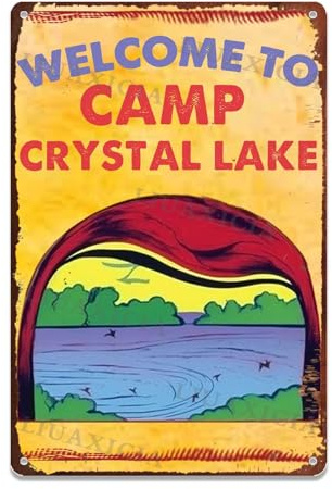 Funky Blechschild Welcome To Camp Crystal Lake For Treat Home Bar Cafe Farm Store 20,3 x 30,5 cm