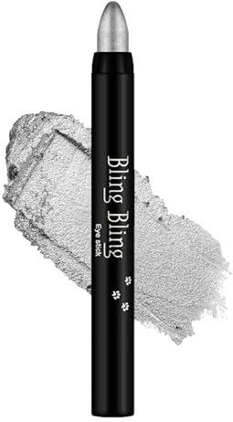SONGQEE Creme Lidschatten Stift, Schimmernder Hochpigmentierter Lidschatten Stift - Wasserfest Langanhaltend Eyeshadow Stick - Glitzer Eyeliner Stift, Verblendbares Augen-Makeup (02 Silber)