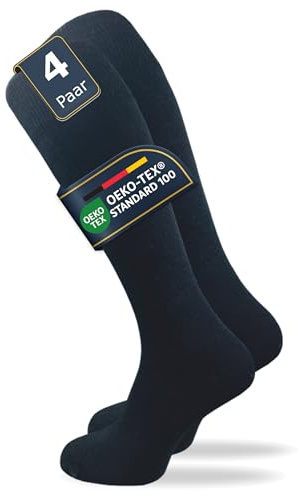 GAWILO Herren Kniestrümpfe aus 80% Baumwolle (4 Paar) ohne drückende Naht | lange Socken mit Komfortbund | absolut blickdicht