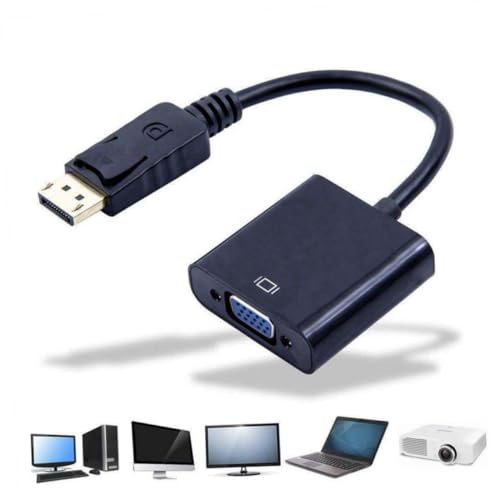 OSALADI Adaptateur Displayport vers Vga Câble Vidéo Haute Résolution Male vers Femelle Connecteur pour Moniteur Pc sans Alimentation Externe