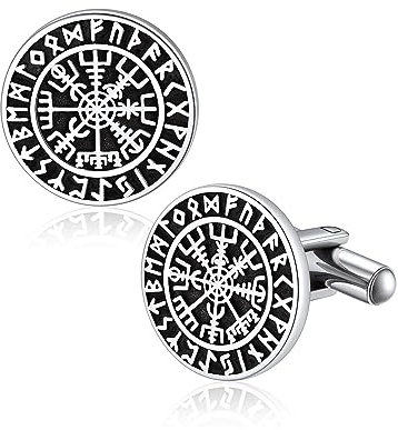 Bandmax Herren Hemd Manschettenknöpfe Herren Kompass Manschettenknopf Edelstahl Cufflinks for Men Wikinger Shmuck für Hemd Hochzeit