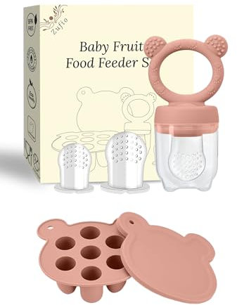 Zufio Grignoteuse bébé - sans BPA Tetine grignoteuse bébé 4M+ moule à glace au lait maternel conservation lait maternel - Sucette Grignoteuse Debe alimentateur de fruits en silicone(Muted)