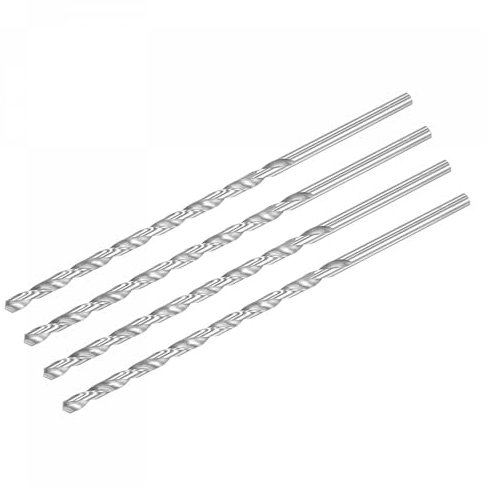 TA-VIGOR 4Pcs 6mm Extra Long Twist Drill Bits, 200mm Length High-Speed Steel HSS Straight Shank Spiral Drill Bits for Wood Metal Aluminum Plastic