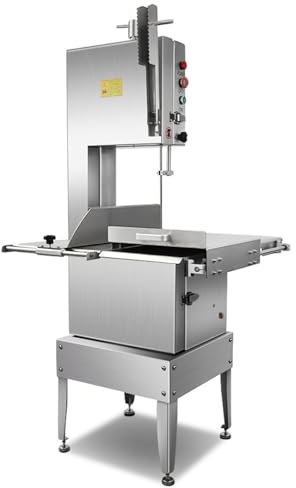 YOtat Scie À Ruban Électrique Commerciale, Machine À Scier Les Os Verticale en Acier Inoxydable 1500 W, Épaisseur De Coupe, Coupe-Viande Congelée pour Côtes De Porc, Bœuf