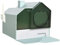 PawHut Hooded Cat Litter Tray with Scoop, Cat Litter Box with Drawer Pan, Handle, Deodorants, Hut Design, Front Entrance, 47 x 45 x 42cm - Light Blue