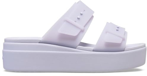 Crocs Women's Brooklyn Buckle Low Wedge Purple Moon 7 Medium