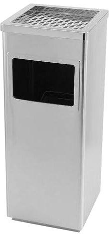 OHMG Cendrier Extérieur 35L, Poubelle en Acier Inoxydable, Bacs à Ordures de Cuisine, Cendrier sur Pied Extérieur avec Seau Intérieur Disponible pour Hôtel (24 * 24 * 60cm(Noir-2p))