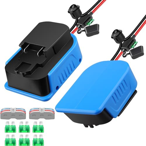 2 Packungen Power Wheel Adapter für Bosch PBA 18V Akku Power Wheels Akku Konverter mit Sicherungen & Drahtklemmen, 14AWG Draht, Stromanschluss für DIY Rc Auto Spielzeug, Robotik und Rc Truck
