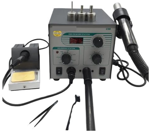 WESLNN Soldering Iron Station Digital Display Hot Air Gun + Soldering Iron Anti-static Temperature Lead-free Rework Station 2 In 1 With 3 Nozzles Practical Functions