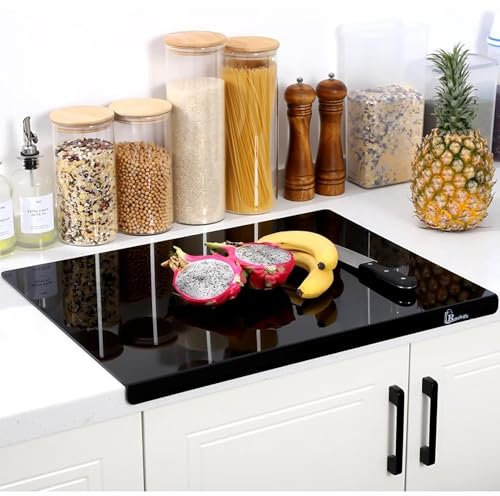 Extra großes Acryl-Schneidebrett mit Thekenlippe – 61 x 45,7 cm – starke 5 mm Dicke – BPA-frei, lebensmittelecht, rutschfest – unverzichtbar für Hacken und Küchenschutz (schwarz)